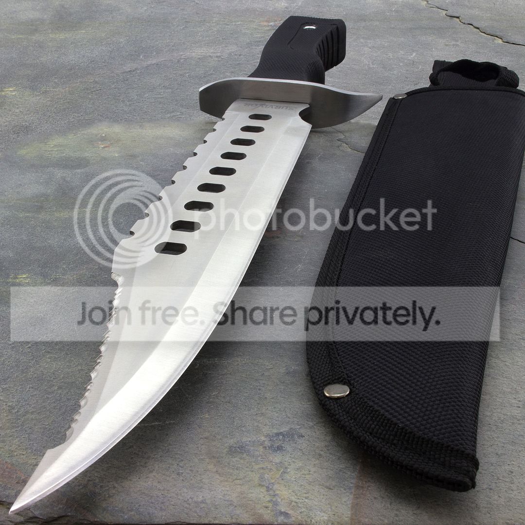 17" LARGE SURVIVAL BOWIE HUNTING KNIFE w/ SHEATH Military Fixed Blade